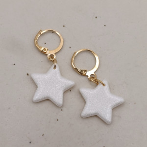 KOLCZYKI PERŁOWE GWIAZDKI duże wiszące