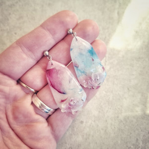 Kolczyki Poclay- kryształy z kwiatami