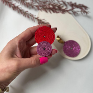 Kolczyki różowo-czerwone asymetryczne