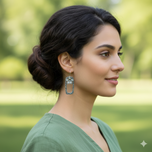 KOLCZYKI SREBRNE KWIATKI W RAMCE