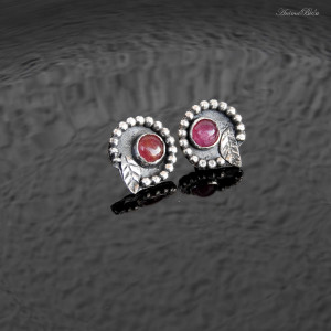 Kolczyki srebrne wkrętki z różowym turmalinem