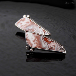 Kolczyki srebrne z agatem crazy lace wkrętki