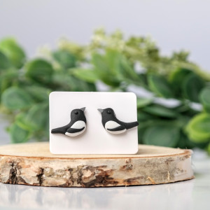 Kolczyki sroki – ręcznie robione mini sztyfty