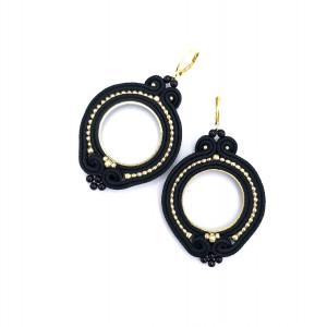 Kolczyki sutasz czarne kółka „Jolly” lekkie okrągłe romantyczne