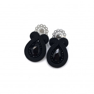 Kolczyki sutasz czarne sztyfty małe codzienne „Ella” z kryształkami