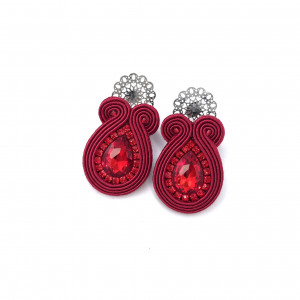 Kolczyki sutasz czerwone sztyfty małe codzienne „Ella” z kryształkam