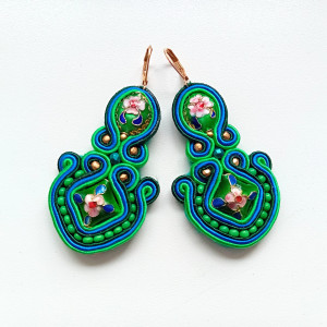 Kolczyki sutasz  Green Cloisonne