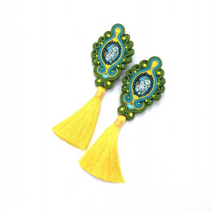 Kolczyki sutasz kolorowe słoneczne wiosenne z chwostami „Solea”