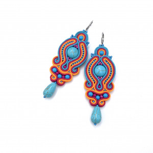 Kolczyki sutasz kolorowe z howlitami energetyczne wiosenne „Zoya”