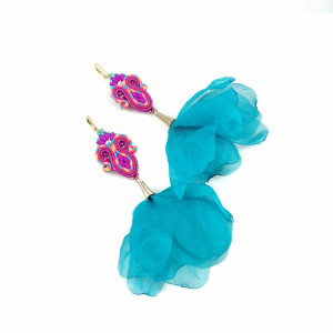 Kolczyki Sutasz Little One Kwiaty Tropikalne soutache