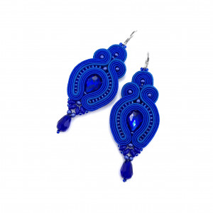 Kolczyki sutasz niebieskie chabrowe „Verra” wieczorowe z kryształkami