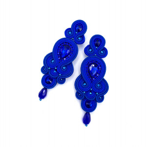 Kolczyki sutasz niebieskie „Keira” wieczorowe z kryształkami