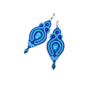 Kolczyki sutasz niebieskie „Verra” wiosenne wiszące z kryształkami