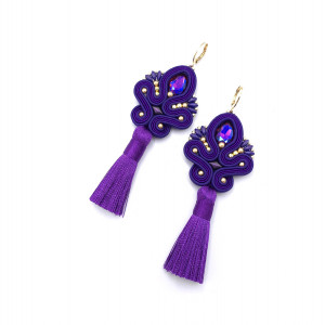 Kolczyki sutasz z chwostami fioletowe eleganckie wieczorowe „Cosima”