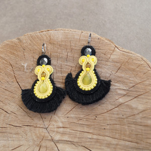 Kolczyki sutasz z uleksytem, hematytem i agatem