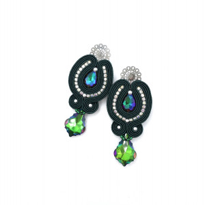 Kolczyki sutasz zielone sztyfty wieczorowe z kryształkami „Velo”