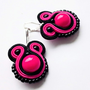 Kolczyki sutaszowe Black&Fuchsia