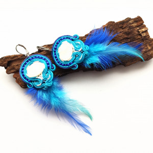 Kolczyki sutaszowe Blue Feathers