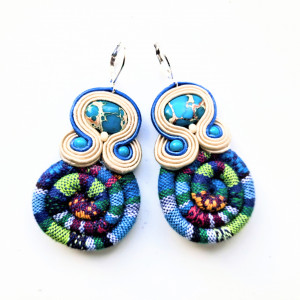 (Kolczyki sutaszowe Blue-Green Masai