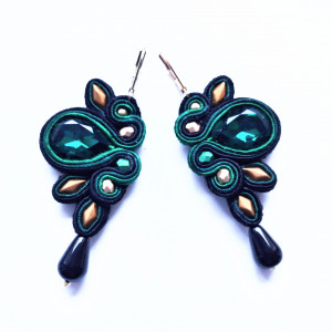 Kolczyki sutaszowe Dark Green Forest