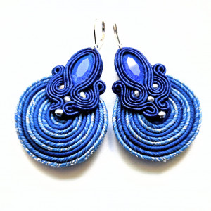 Kolczyki sutaszowe Denim Blue Spiral