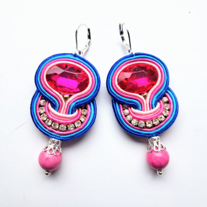 Kolczyki sutaszowe Hot Pink
