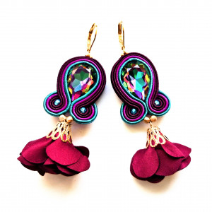 Kolczyki sutaszowe Hot Red Flowers