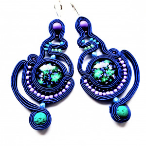 Kolczyki sutaszowe Navy Blue Openwork