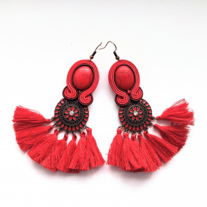 Kolczyki sutaszowe Red Tassel