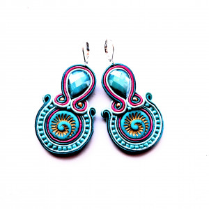 Kolczyki sutaszowe Turkusowa Spirala