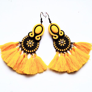 Kolczyki sutaszowe Yellow Tassel