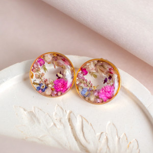 Kolczyki sztyfty z kompozycją kwiatową 01