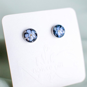 Kolczyki sztyfty z niezapominajkami 014