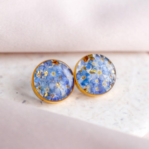 Kolczyki sztyfty z niezapominajkami 019