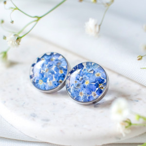 Kolczyki sztyfty z niezapominajkami 020