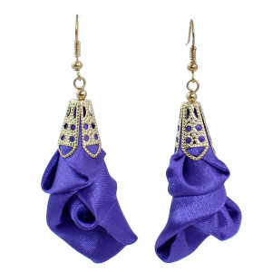 Kolczyki wiszące długie fioletowe kwiatki ażurowe wesele