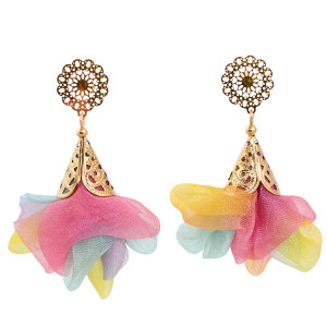 Kolczyki wiszące kolorowe lekkie pastelowe letnie materiałowe