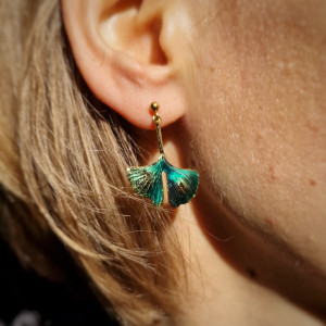 Kolczyki  wiszące  liście miłorzębu " Miłoszki"