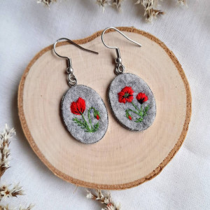 Kolczyki wiszące Polne maki owalne