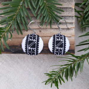 Kolczyki z haftem słowiańskim - czarne