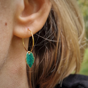 Kolczyki  z listkami na kółkach