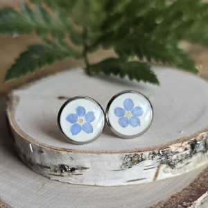 Kolczyki z niezapominajkami srebrne