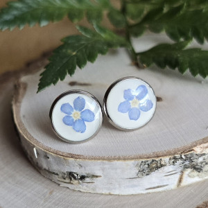 Kolczyki z niezapominajkami srebrne kwiaty