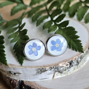 Kolczyki z niezapominajkami srebrne niezapominajka