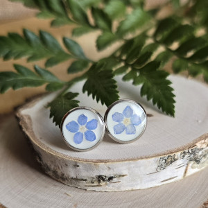 Kolczyki z niezapominajkami srebrne niezapominajki