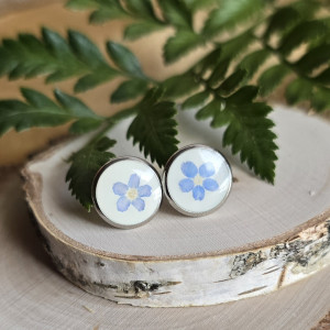 Kolczyki z niezapominajkami srebrne niezapominajki wkręty
