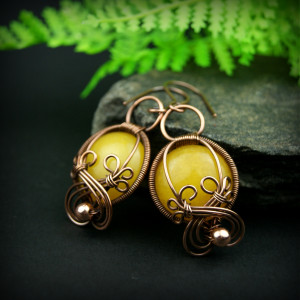 Kolczyki z żółtym agatem III