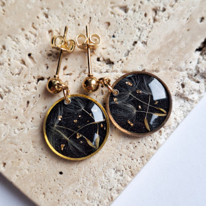 Kolczyki z żywicy z dmuchawcem kółka