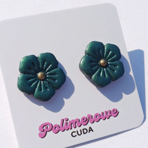 Kolczyki zielone sztyfty kwiaty - AURORA