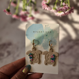 Kolczyki żółwie z kwiatami